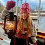 Norwegian girl in christmas clothes.