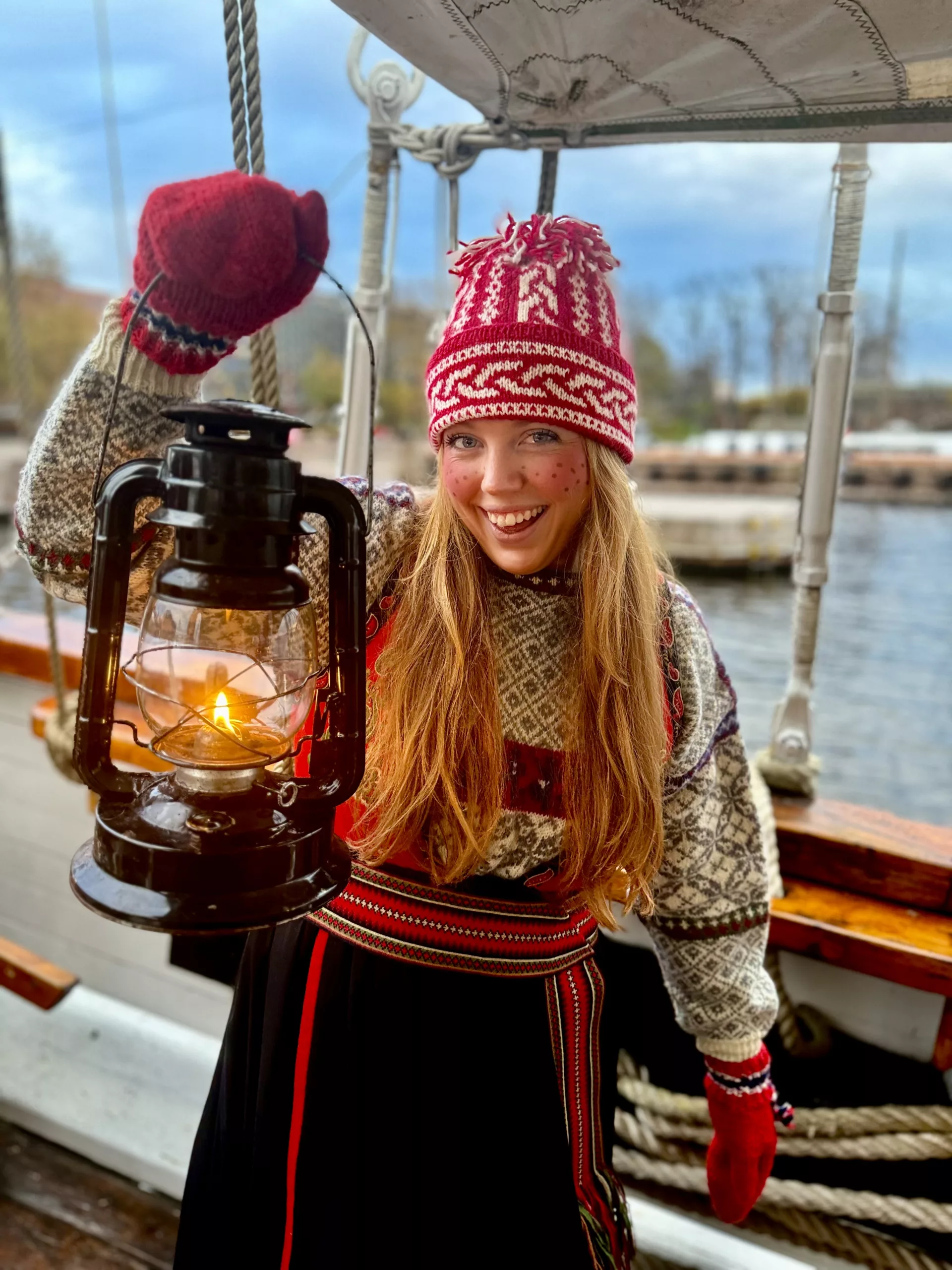 Norwegian girl in christmas clothes.